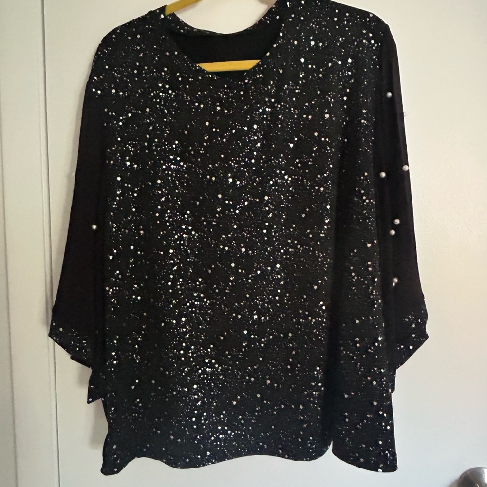 Source Unknown Glittering Black Blouse